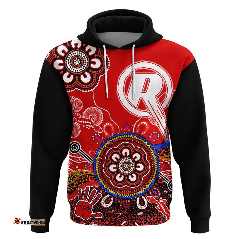 custom personalised melbourne renegades zip up and pullover hoodie cricket indigenous aboriginal lizard version