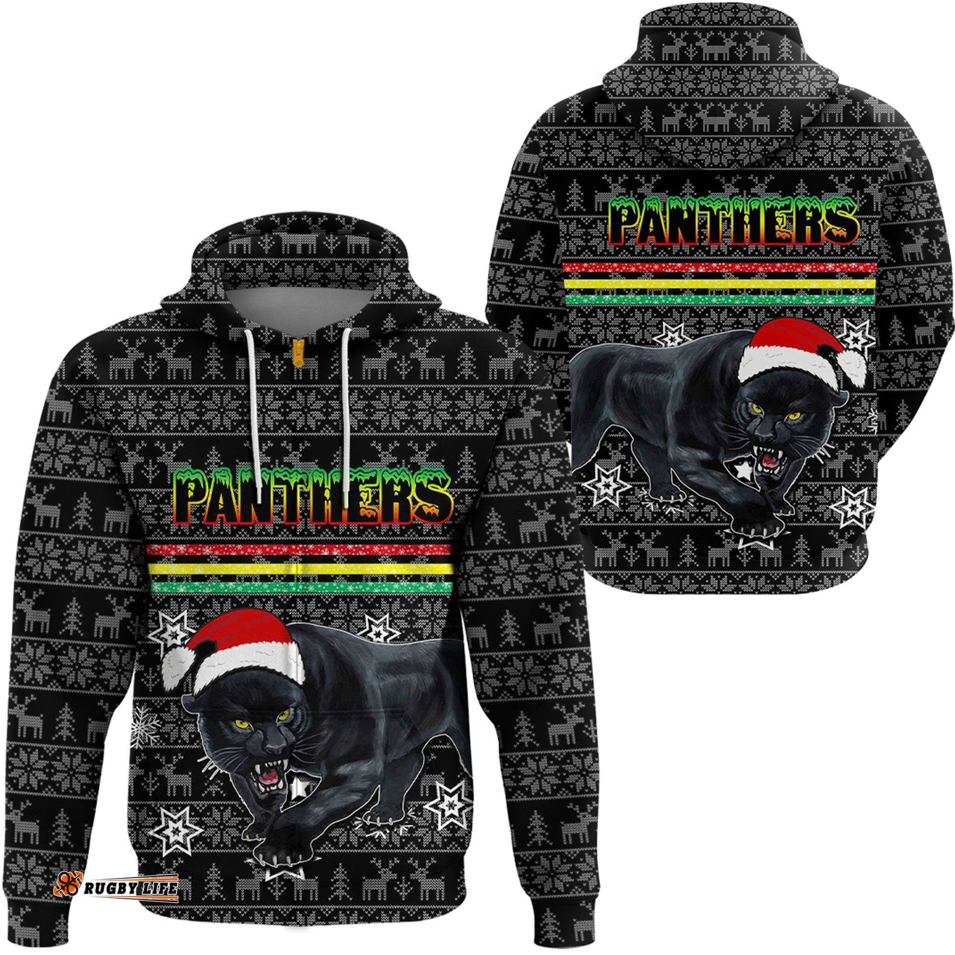 vibe hoodie clothing penrith panthers christmas zip hoodie