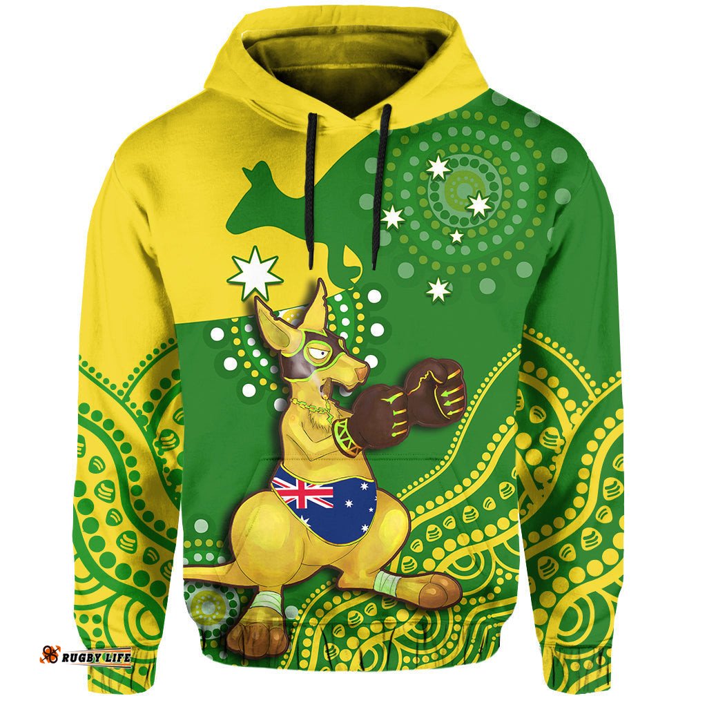 australia hoodie boxing kangaroo indigenous national color art