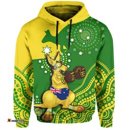 australia hoodie boxing kangaroo indigenous national color art