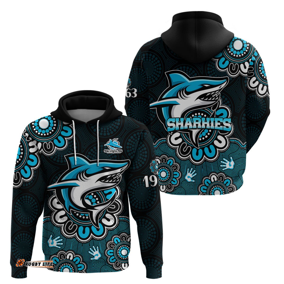 nrl cronulla sutherland sharks rugby sharkies 1963 aboriginal hoodie