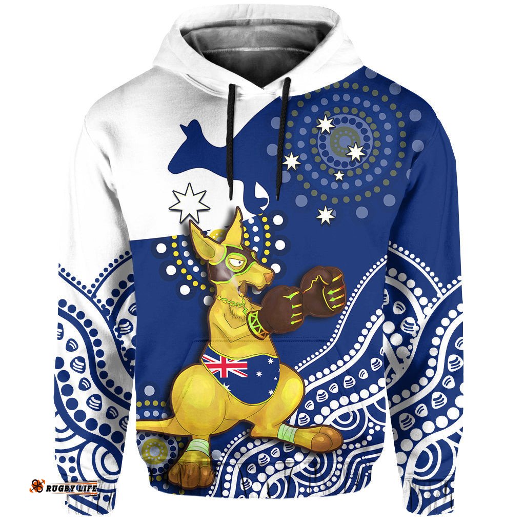 australia hoodie boxing kangaroo indigenous flag color art