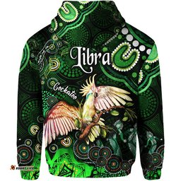 australian astrology zip up and pullover hoodie libra cockatoo glider zodiac aboriginal vibes green
