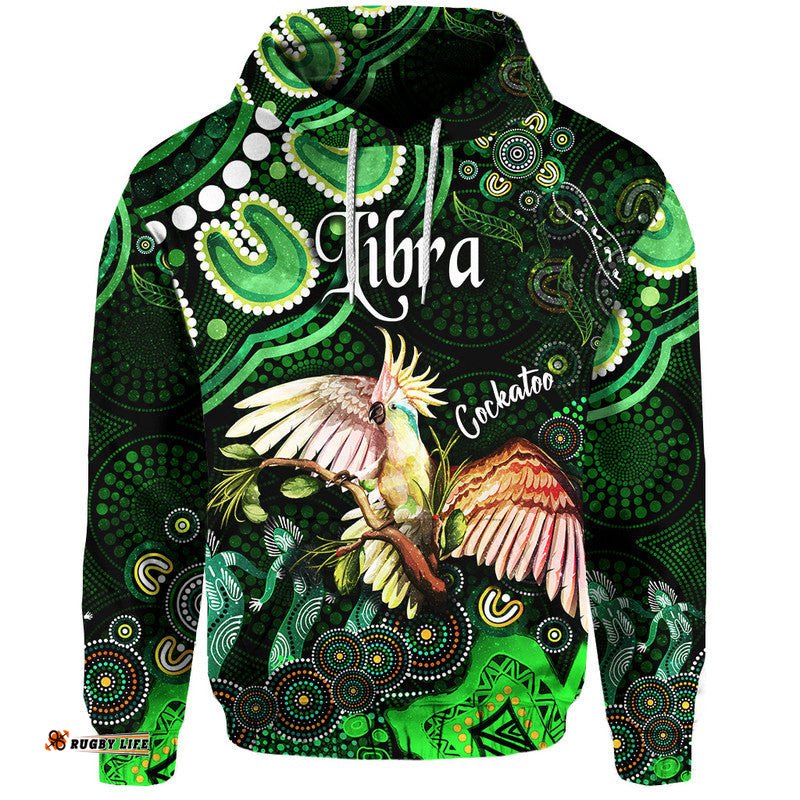 australian astrology zip up and pullover hoodie libra cockatoo glider zodiac aboriginal vibes green