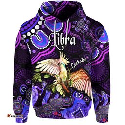 custom personalised australian astrology zip up and pullover hoodie libra cockatoo glider zodiac aboriginal vibes purple