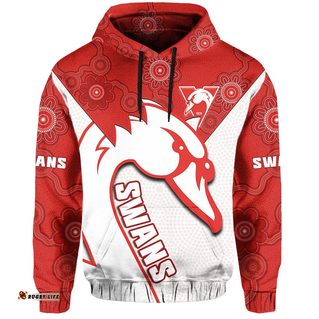 sydney football hoodie swans 1874 dot painting artsy