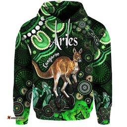 custom personalised australian astrology zip up and pullover hoodie aries kangaroo zodiac aboriginal vibes green