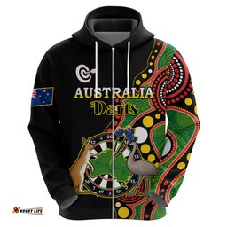 custom personalised australia darts indigenous art mix kangaroo and emu hoodie