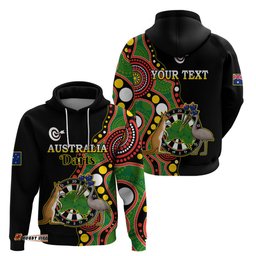 custom personalised australia darts indigenous art mix kangaroo and emu hoodie