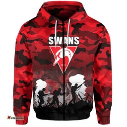 custom personalised afl anzac day hoodie swans army style