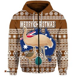 custom personalised australian emu christmas vibe with aboriginal dot painting style zip up and pullover hoodie