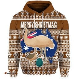 custom personalised australian emu christmas vibe with aboriginal dot painting style zip up and pullover hoodie