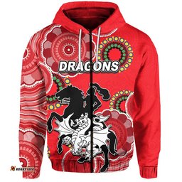 custom personalised dragons rugby aboriginal vibe hoodie red