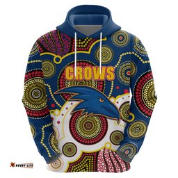 custom personalised and number crows afl hoodie aboriginal patterns