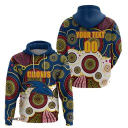 custom personalised and number crows afl hoodie aboriginal patterns