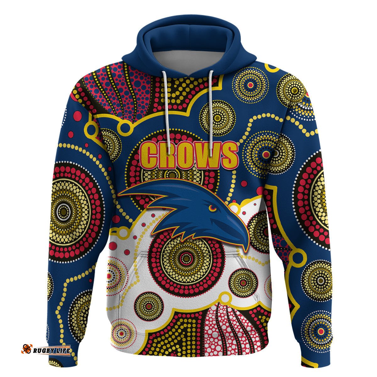 custom personalised and number crows afl hoodie aboriginal patterns
