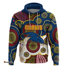 custom personalised and number crows afl hoodie aboriginal patterns