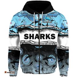 custom text and number sharkies aboriginal zip up and pullover hoodie