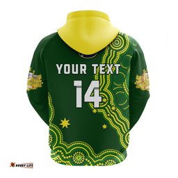 custom text and number australia rugby hoodie the kangaroos champions pacific indigenous