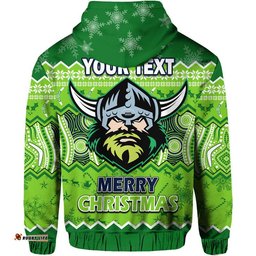 custom personalised canberra the green machine raiders aboriginal christmas vibe zip up and pullover hoodie