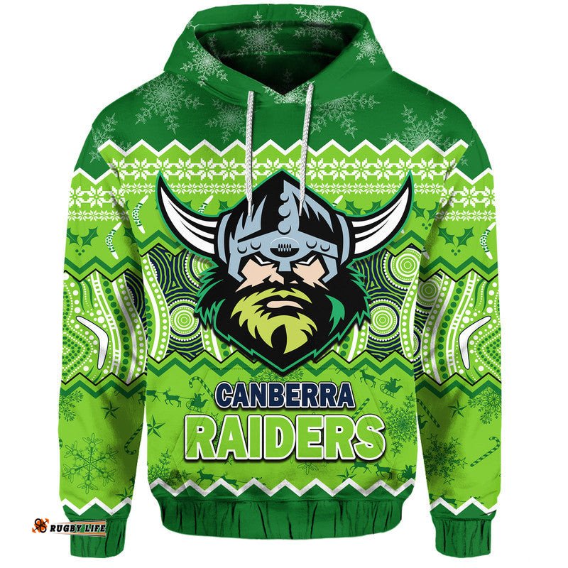 canberra the green machine raiders aboriginal christmas vibe zip up and pullover hoodie