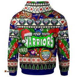 warriors rugby christmas hoodie custom xmas warriors christmas balls snowflake with aboriginal patterns hoodie