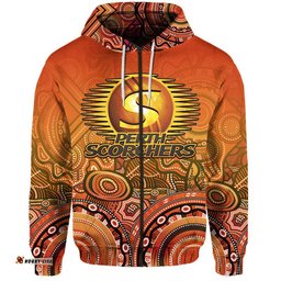 perth scorchers indigenous aboriginal arts zip up and pullover hoodie