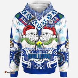 bulldogs rugby christmas hoodie custom merry bulldogs christmas indigenous hoodie