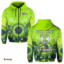 custom text and number sydney thunder hoodie cricket aboriginal