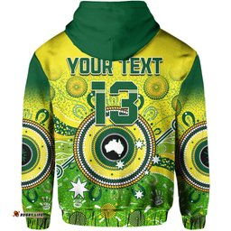 custom text and number australia cricket hoodie aboriginal national color champion