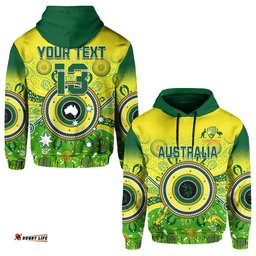 custom text and number australia cricket hoodie aboriginal national color champion