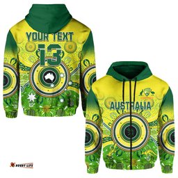 custom text and number australia cricket hoodie aboriginal national color champion