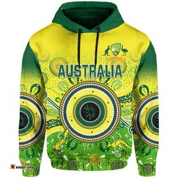 custom text and number australia cricket hoodie aboriginal national color champion