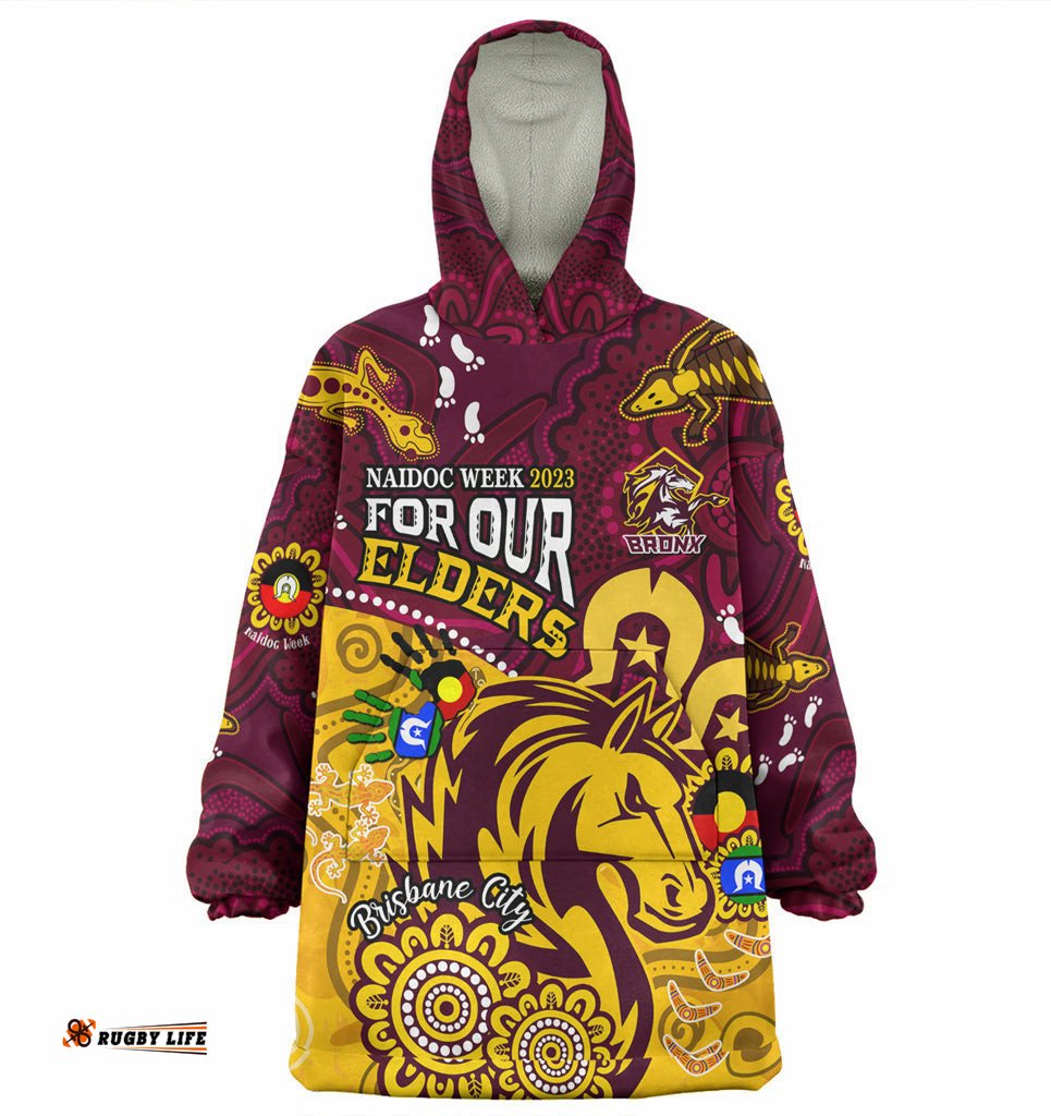australia naidoc week brisbane city wearable blanket hoodie bronx for our elders aboriginal inspired wearable blanket hoodie blue