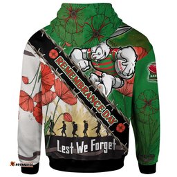 rabbitohs rugby hoodie custom remembrance day lest we forget hoodie