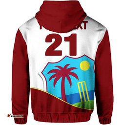 custom personalised west indies windies cricket zip up and pullover hoodie