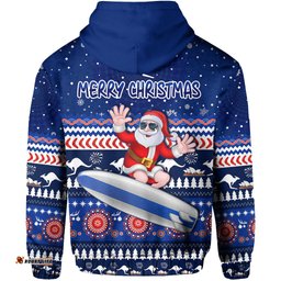 australia christmas hoodie aussie aboriginal santa claus is surfing with kangaroo