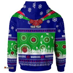 warriors rugby christmas hoodie custom warriors ugly christmas and aboriginal patterns hoodie
