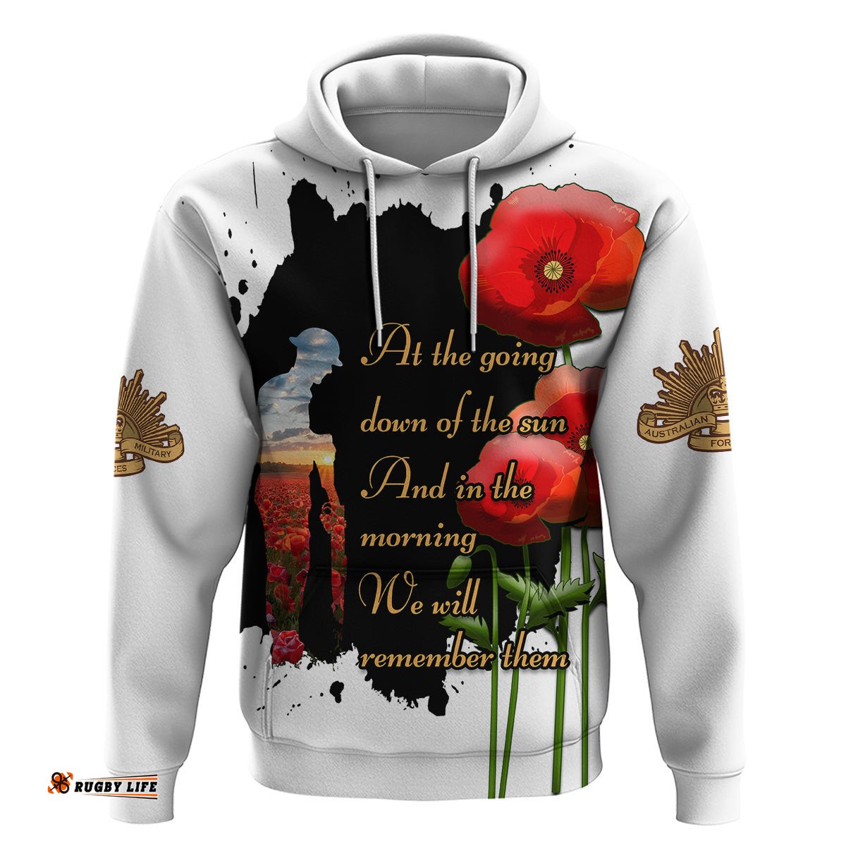 australian anzac hoodie poppy we will remember them