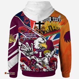 sea eagles rugby hoodie custom remembrance eagles anzac quote with poppy and rosemary hoodie