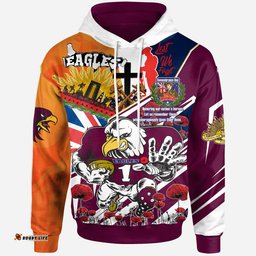 sea eagles rugby hoodie custom remembrance eagles anzac quote with poppy and rosemary hoodie