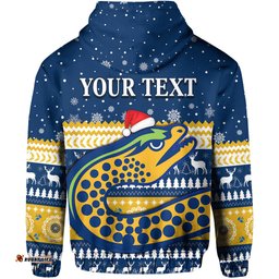 custom personalised eels rugby hoodie christmas parramatta blue