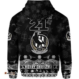 custom personalised and number collingwood pies unique winter season zip up and pullover hoodie magpies merry christmas