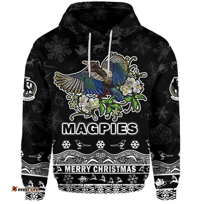 custom personalised and number collingwood pies unique winter season zip up and pullover hoodie magpies merry christmas