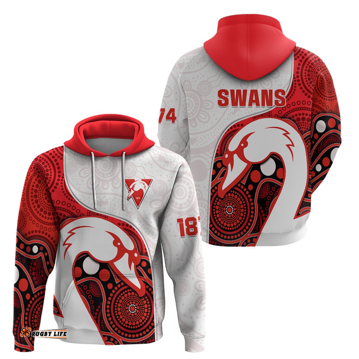 swans football hoodie go swannies indigenous art
