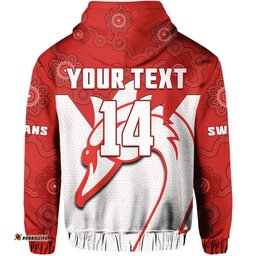 custom text and number sydney football hoodie swans 1874 dot painting artsy