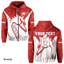 custom text and number sydney football hoodie swans 1874 dot painting artsy