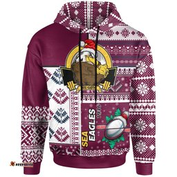 sea eagles rugby hoodie custom christmas snowflakes sea eagles mascot hoodie