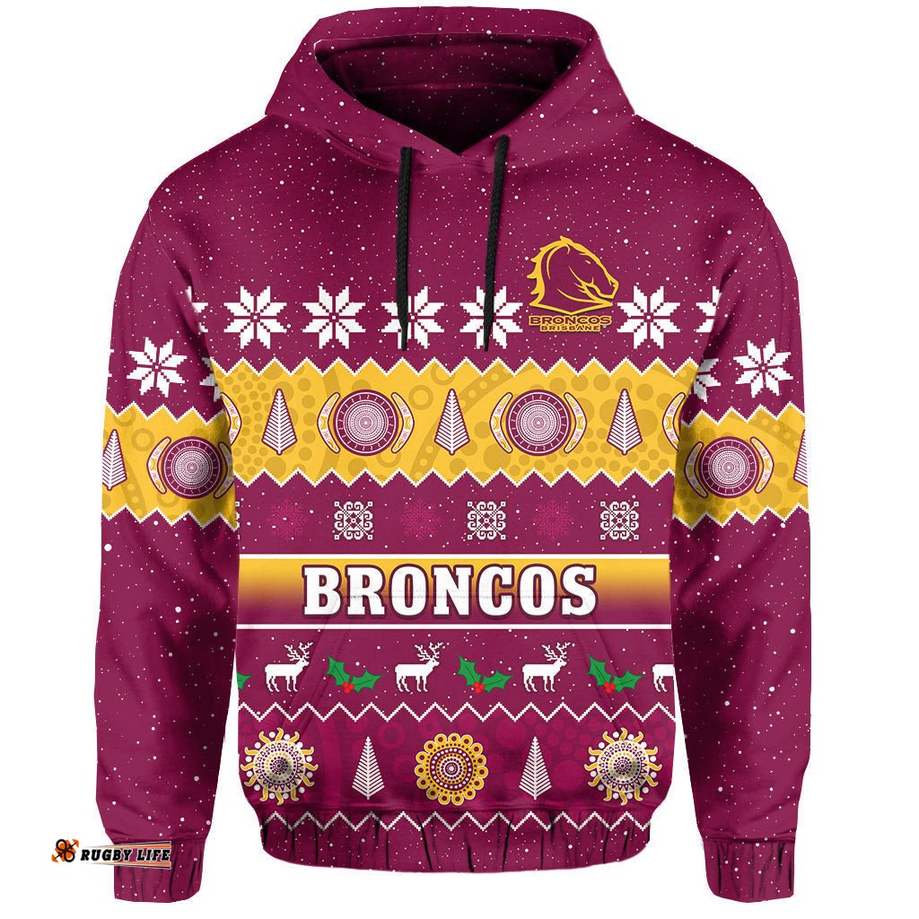 broncos christmas hoodie brisbane aboriginal art merry xmas