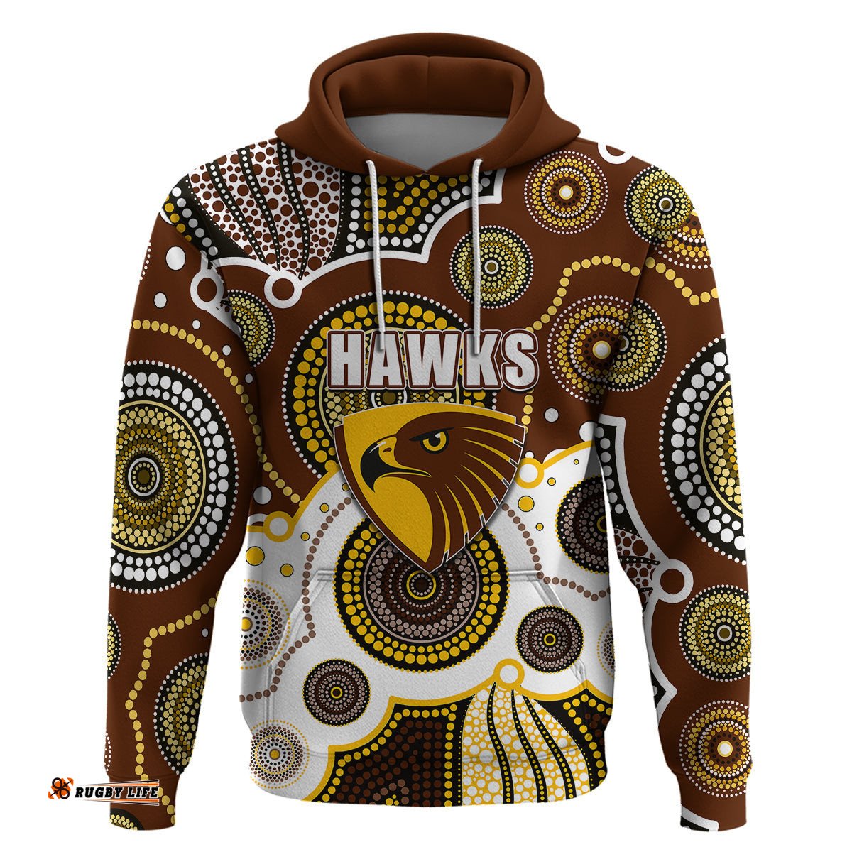 custom personalised and number hawks afl hoodie aboriginal patterns